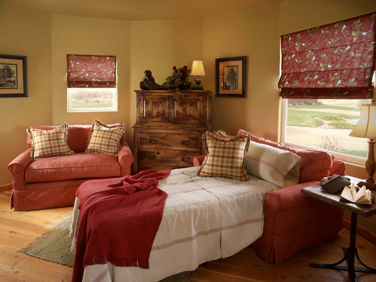 Barn restoration bedroom with pullout bed