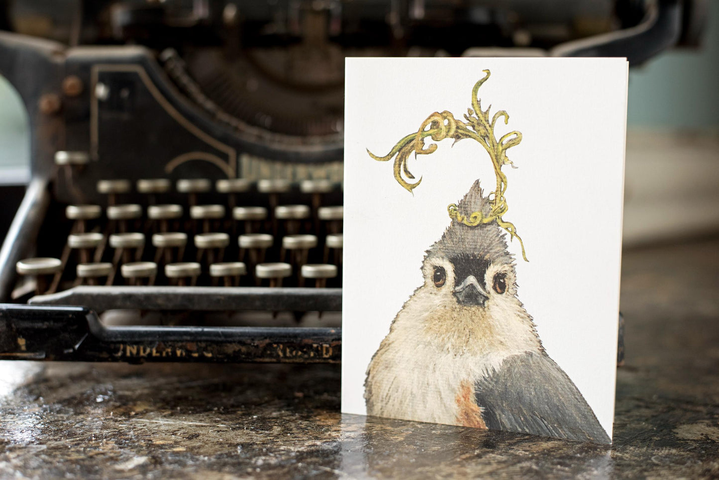 Oiseau + Couronne de Vigne Carte de vœux