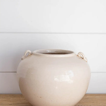 Cream Glazed Vintage Pot