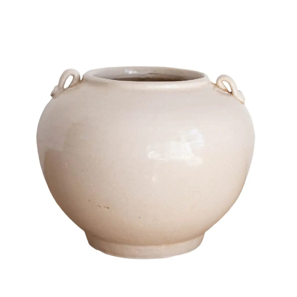 Cream Glazed Vintage Pot