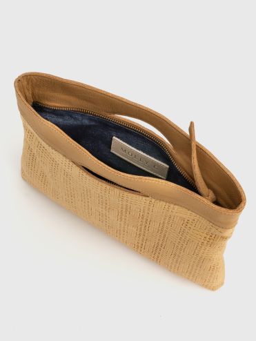 Evie Vachetta basketweave clutch