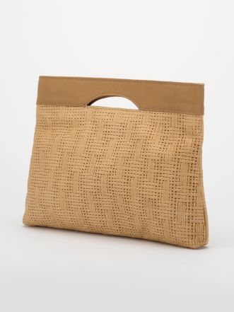 Evie Vachetta basketweave clutch