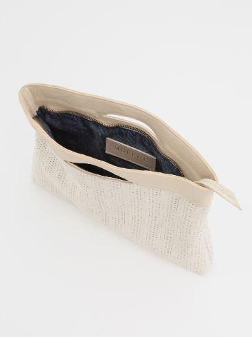 Evie Bone basketweave clutch