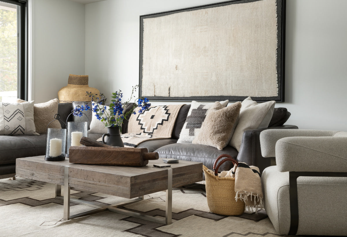 Living room couch with coffee table