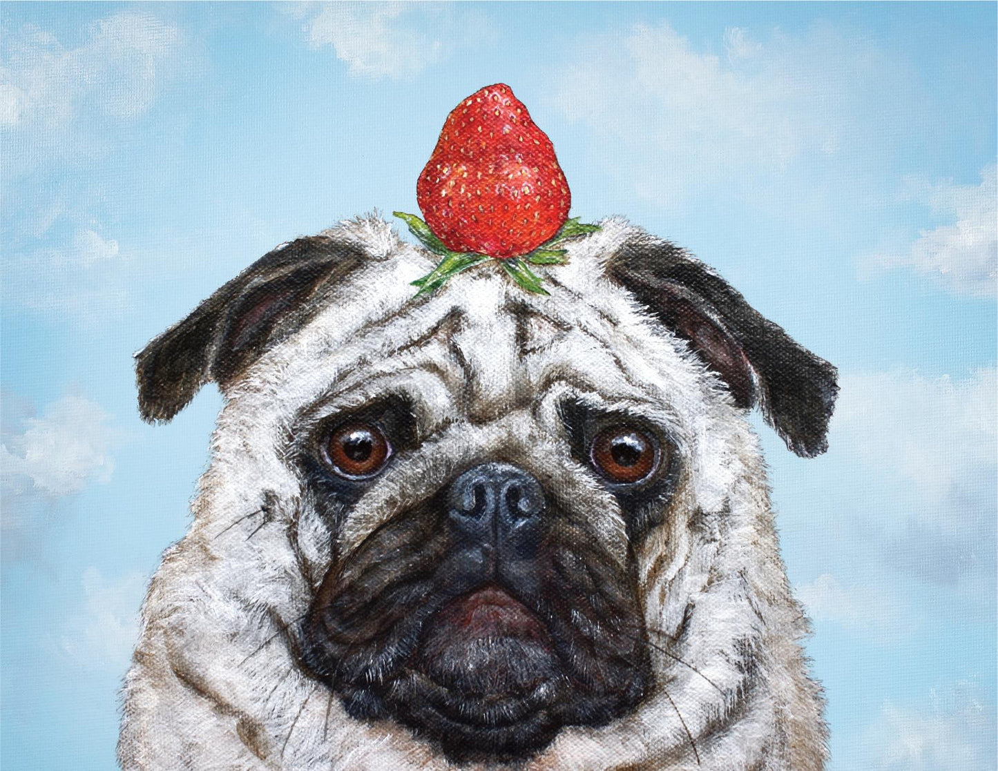 Pug + Strawberry Greeting Card