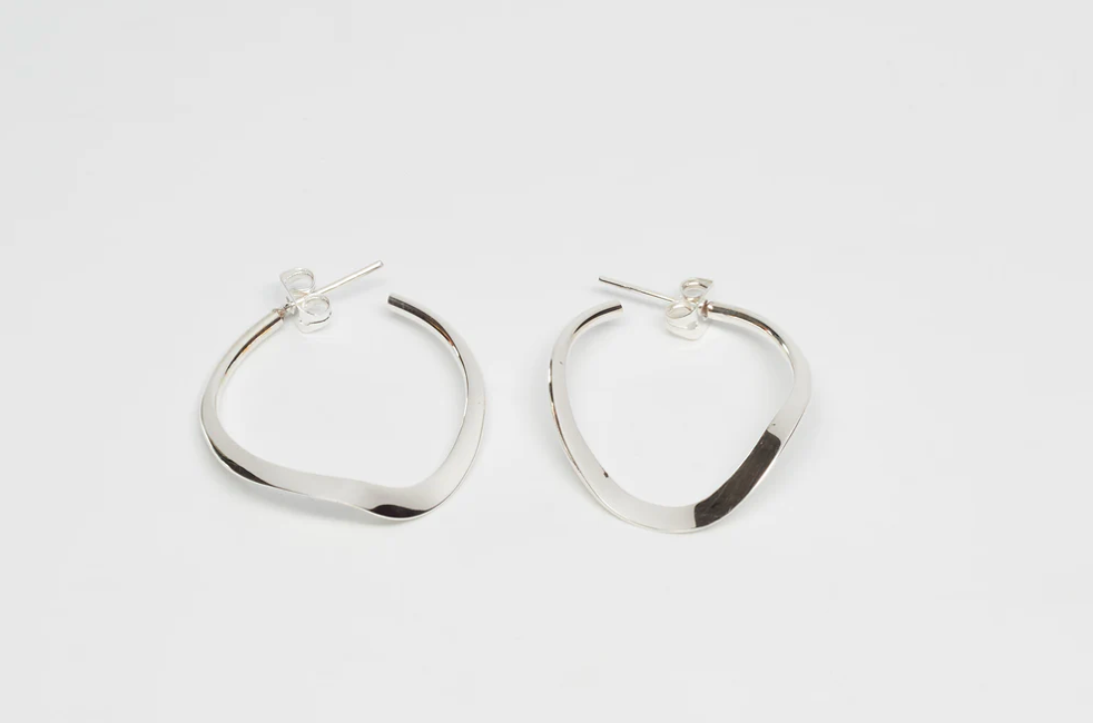 Wavy Sterling Silver Hoop Earrings