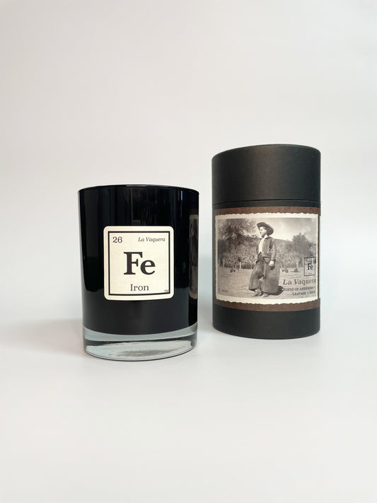 Fer La Vaquera Ambre Gris + Cuir + Bougie Bois Pinon