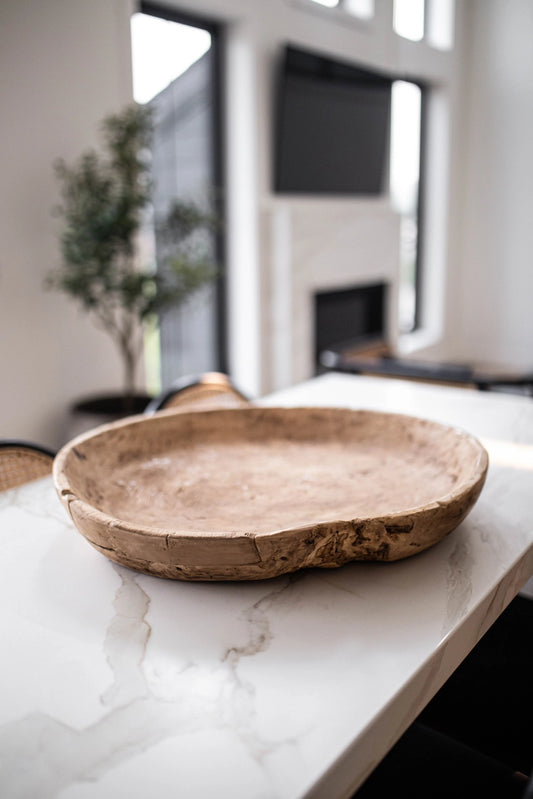 Vintage Round Elm Wood Basin