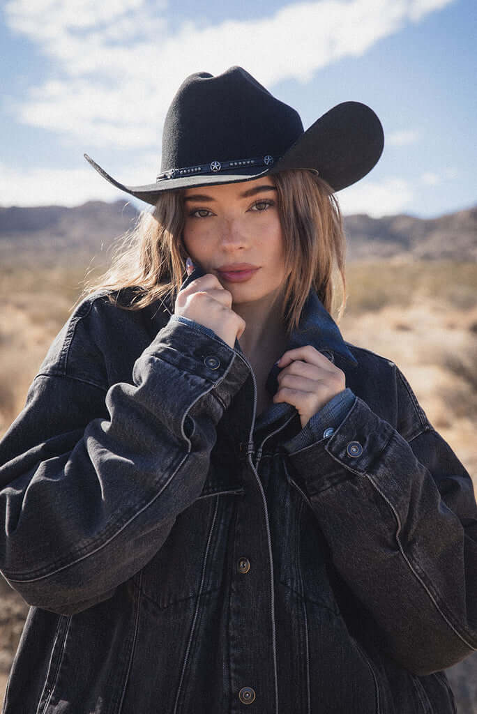 Western Washed Black Denim Jacket