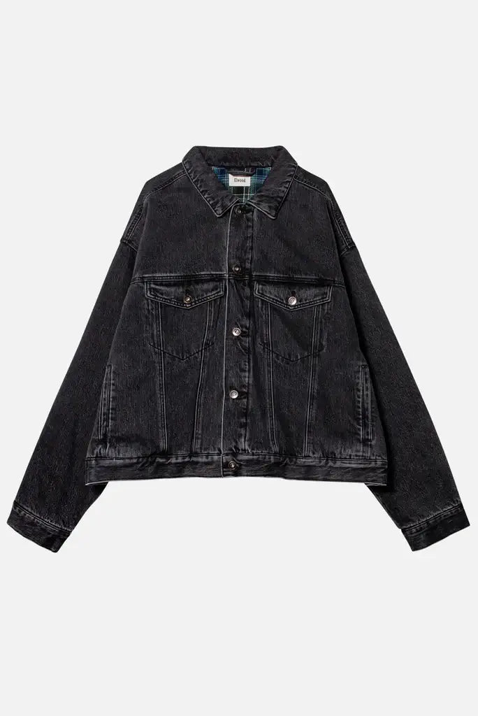 Western Washed Black Denim Jacket - Main Image