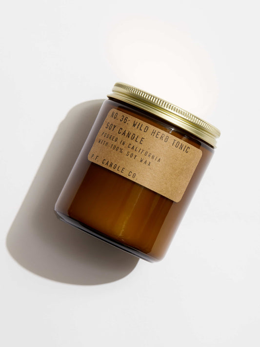 Bougie de soja tonique aux herbes sauvages