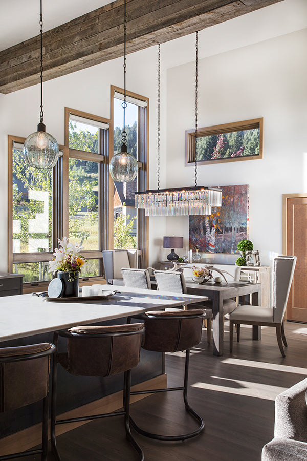 Big Sky Meadow home kitchen and dining area