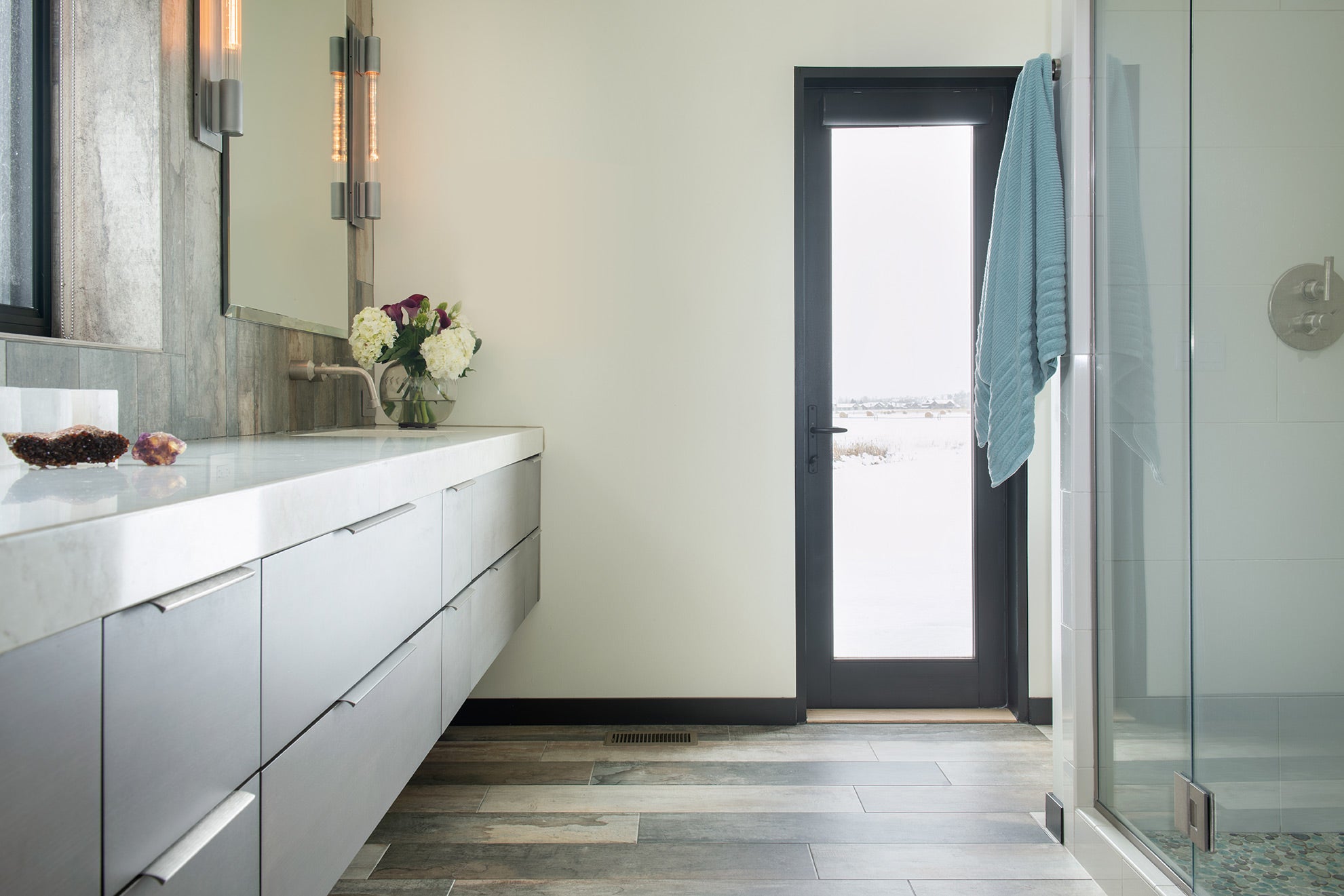 Modern bathroom with glass shower