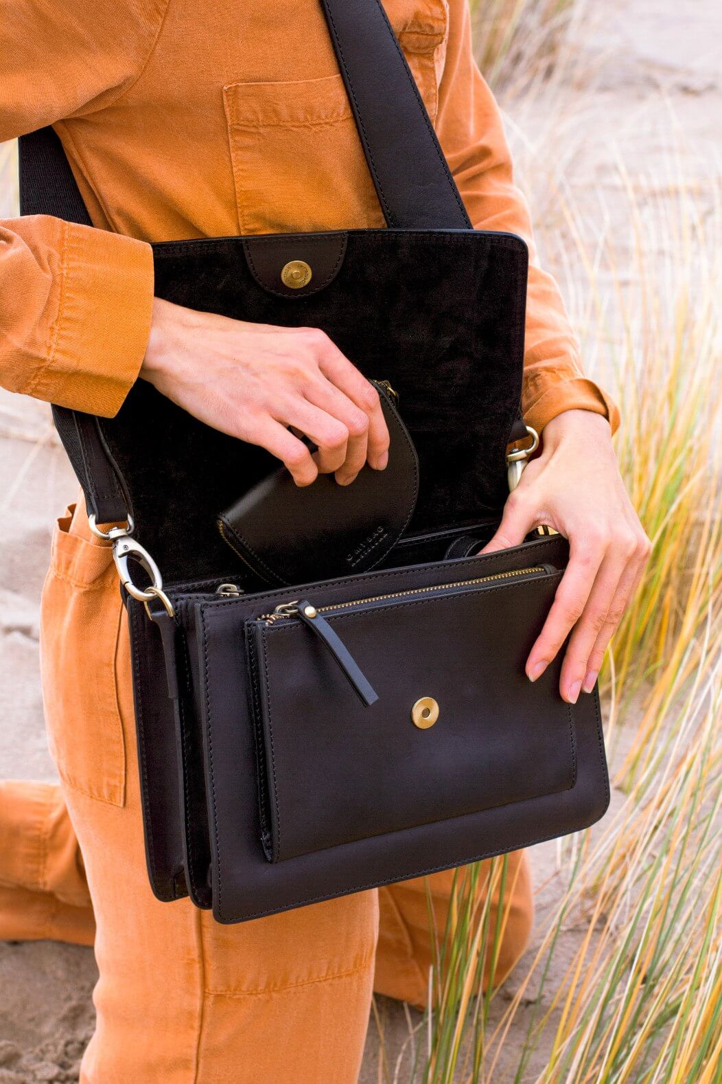 Sac Harper en cuir classique noir