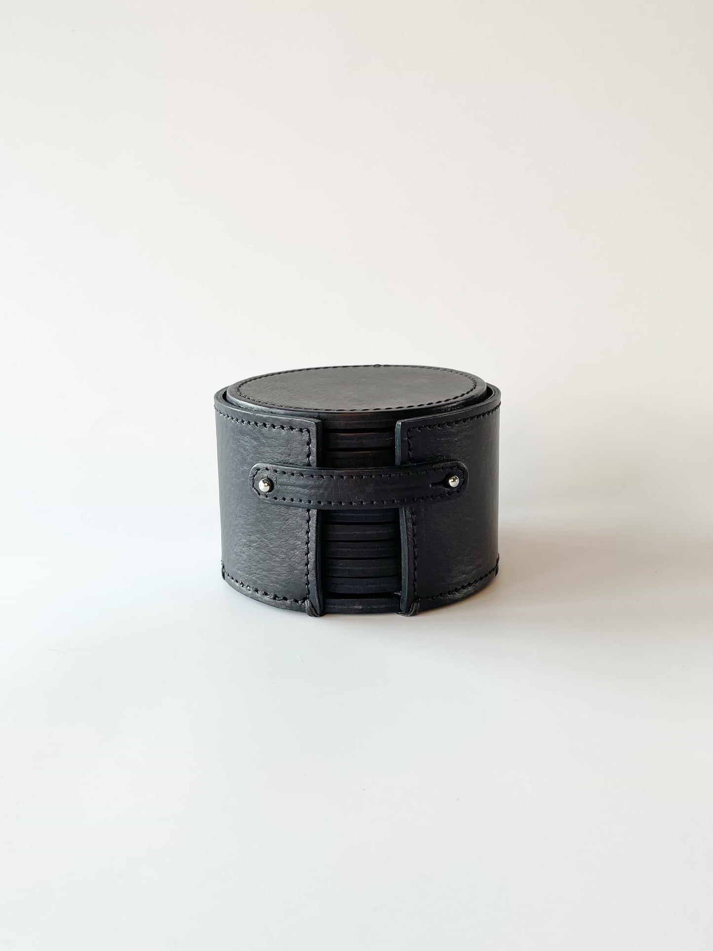 Leather coasters set of ten in black