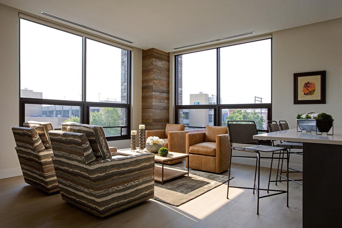 Mountain modern sitting area overlooking city