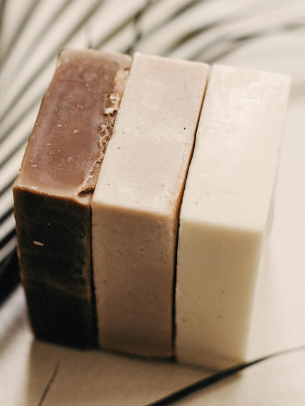 Stack of three Saint Poncho hand soap bars