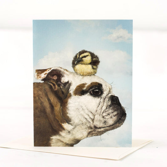 Bulldog + Caneton Carte de vœux