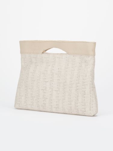 Evie bone basketweave clutch