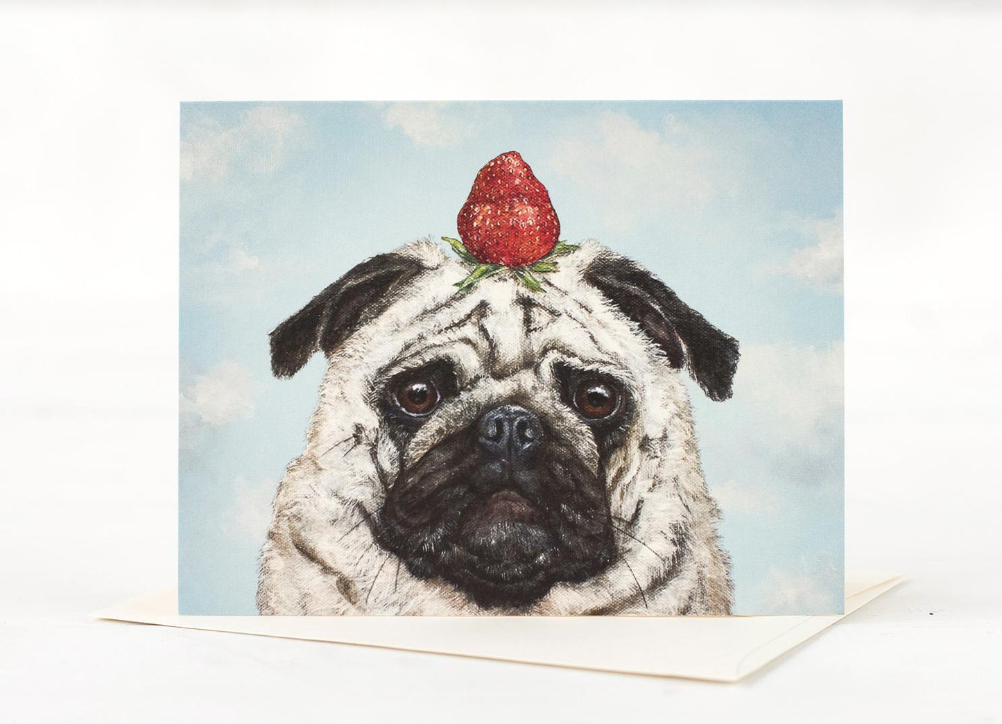Pug + Strawberry Greeting Card