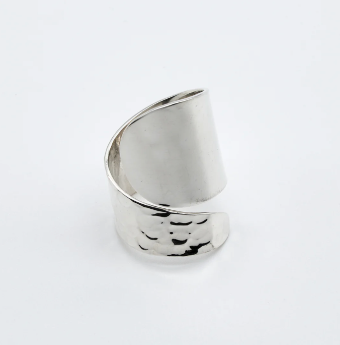 Pounded & Smooth Sterling Silver Ring