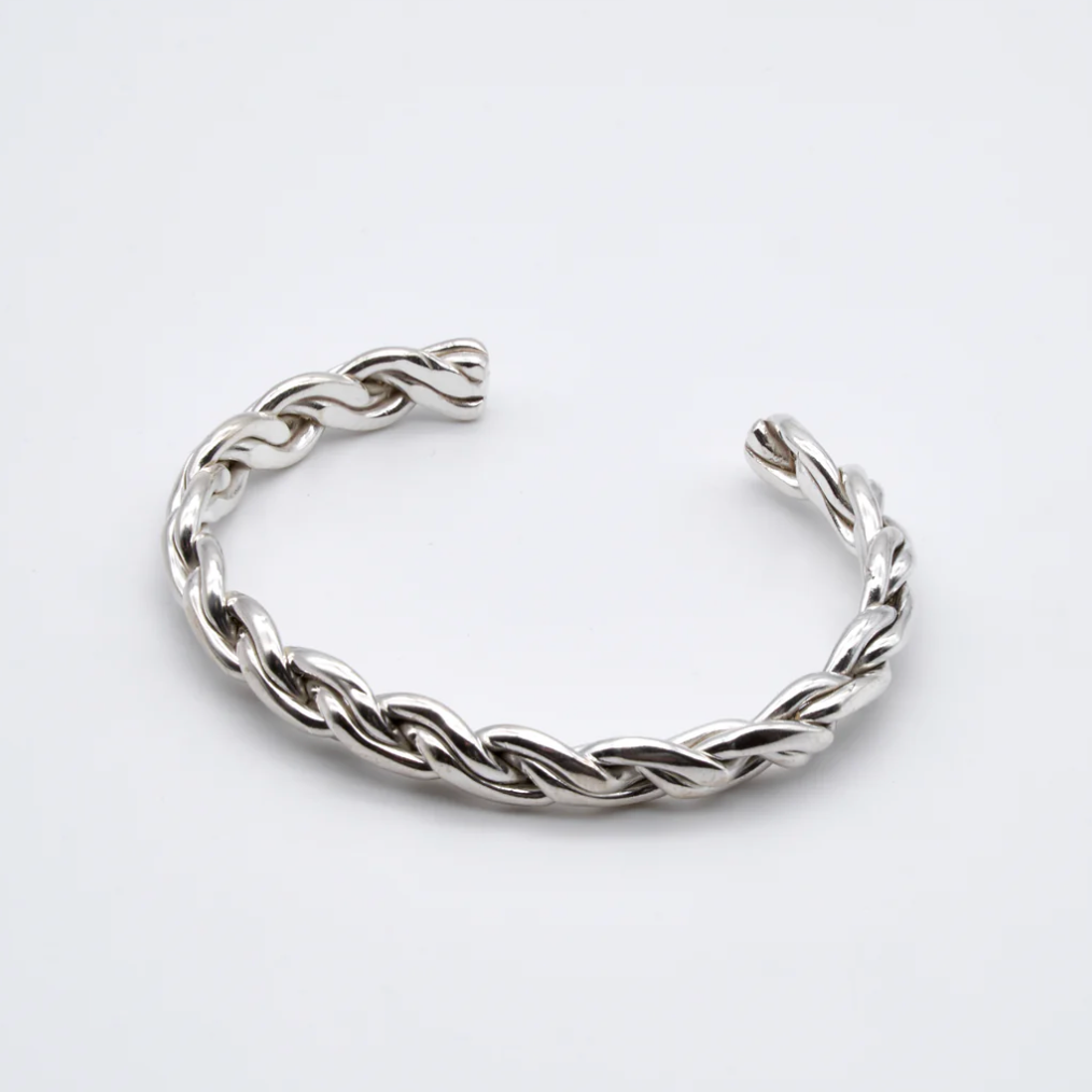 Unisex Interlaced Sterling Silver Cuff