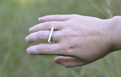 Looped Square Top Sterling Silver Ring