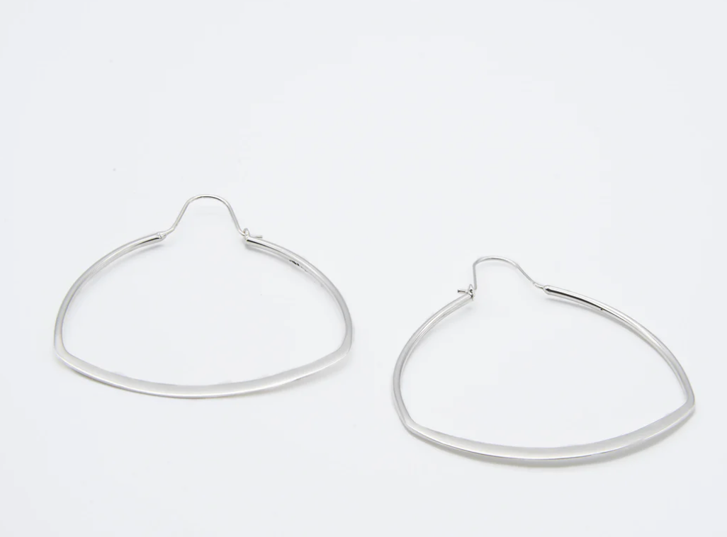 Large Triangle Sterling Silver Hoop Earrings