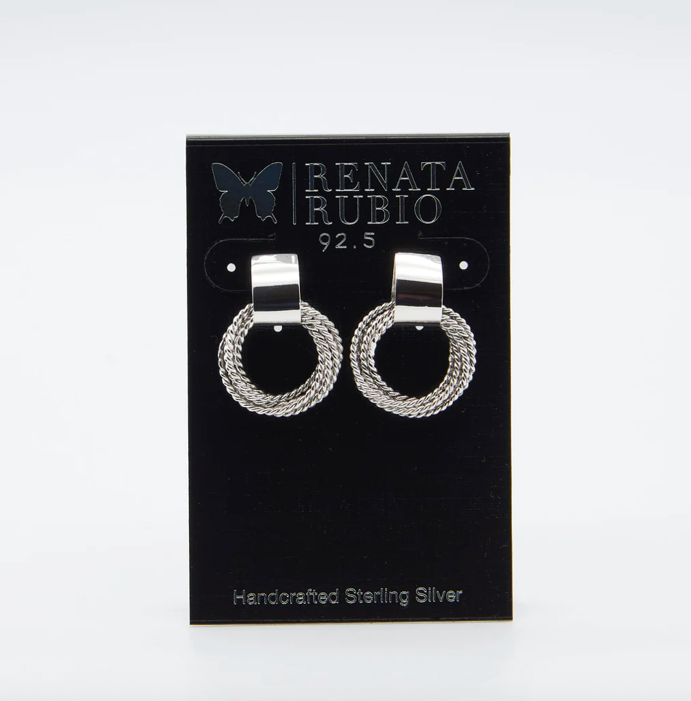 Sterling Silver Oxidized Ropy Loop Cluster Post Earrings