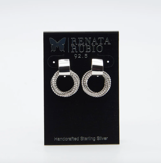 Sterling Silver Oxidized Ropy Loop Cluster Post Earrings