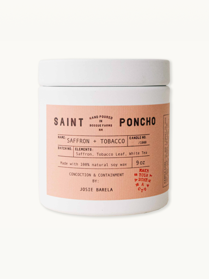 Saint Poncho saffron and tobacco candle