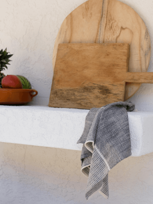 Anthracite hand towel on shelf