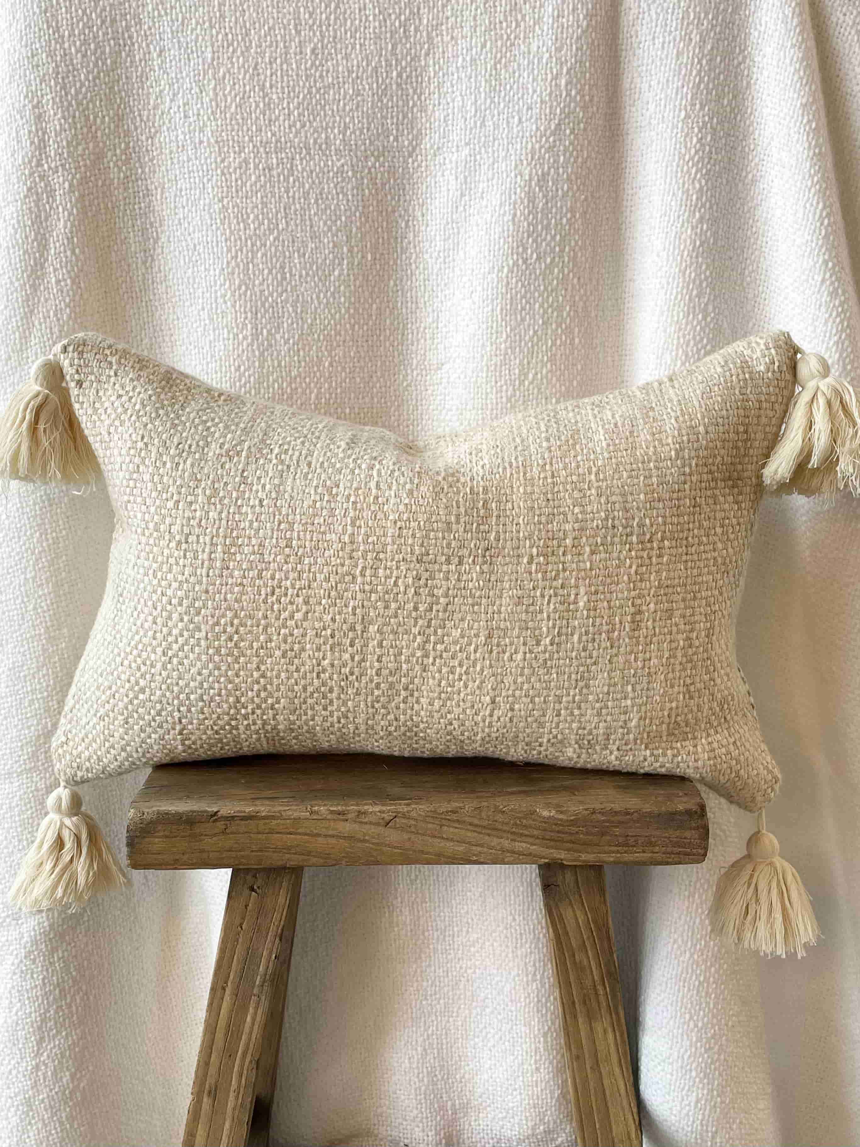 Cream best sale tassel pillow