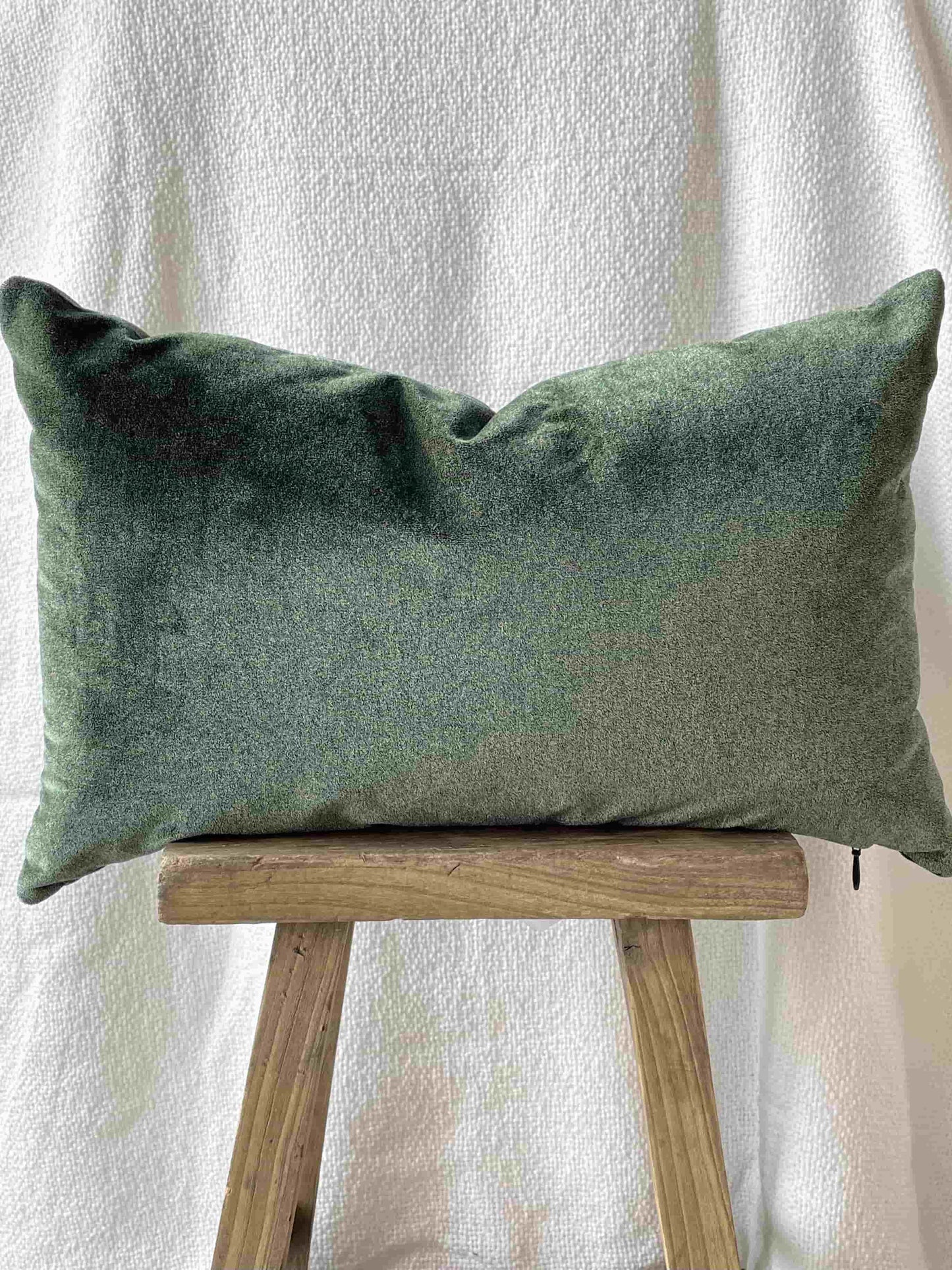 Green velvet lumbar pillow