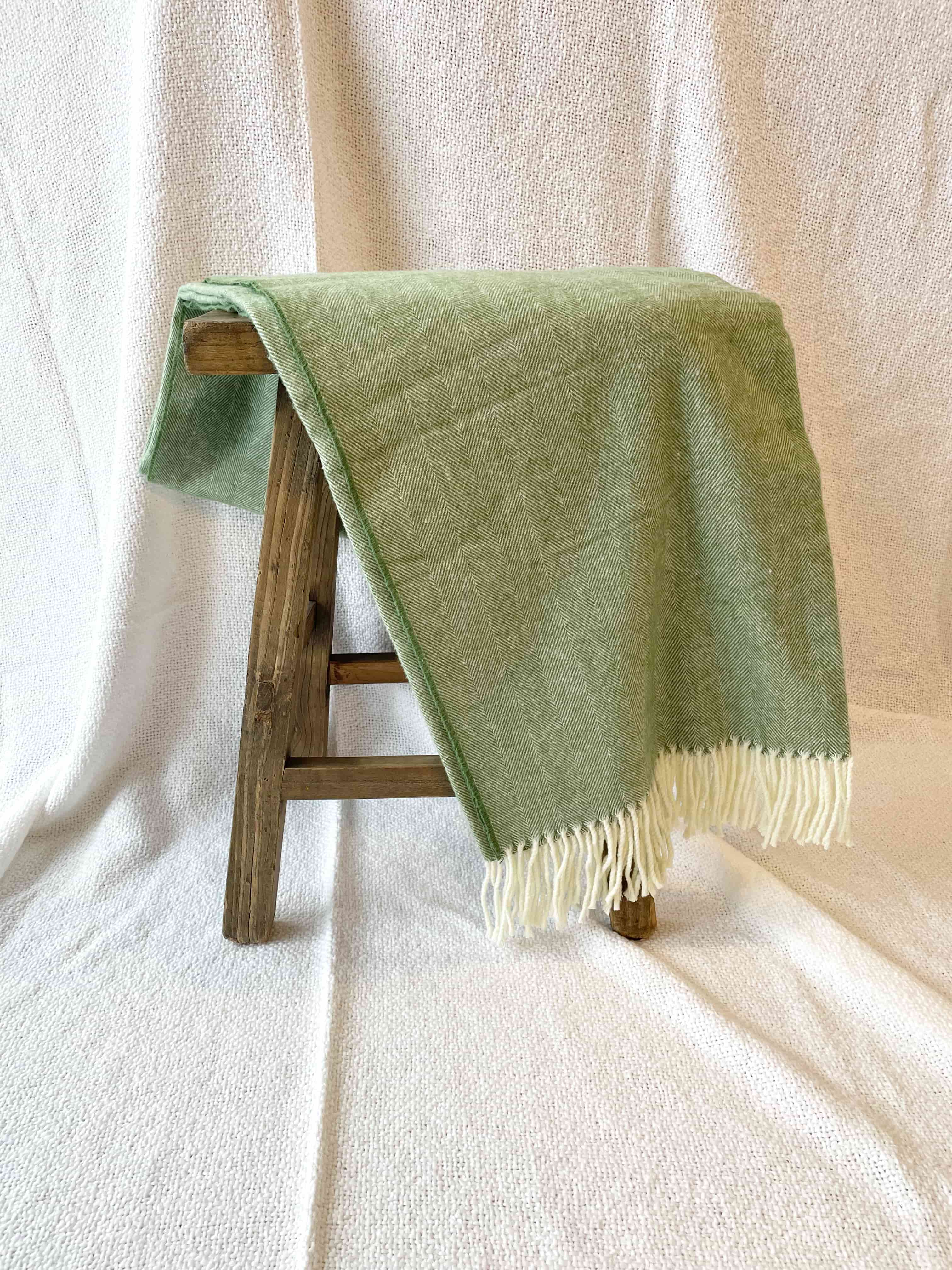 Green herringbone throw cheap blanket