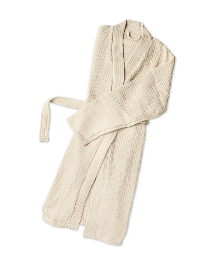 Textured coconut robe with waistband